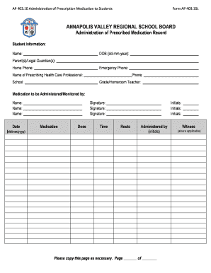 Student Medication Administration Form