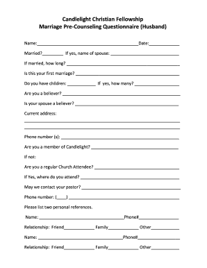 Marriage Pre-Counseling Questionnaire for Husbands