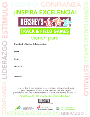 Formulario de inscripción para la competencia de atletismo de Hershey