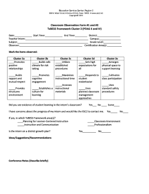Classroom Observation Form