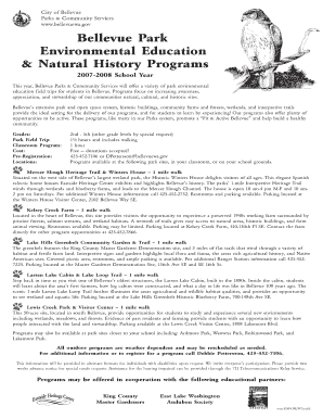 Bellevue Park Environmental Education Program Request Form