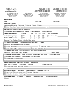 Southwest Cardiology Patient History Form