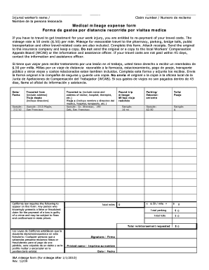 Medical Mileage Expense Form