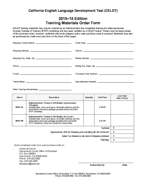 California English Language Development Test Order Form