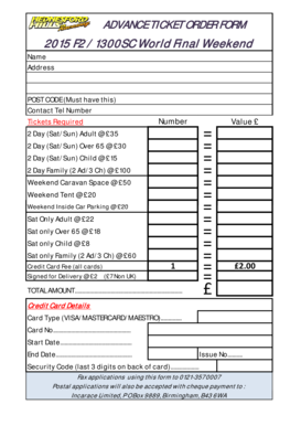 Advance Ticket Order Form