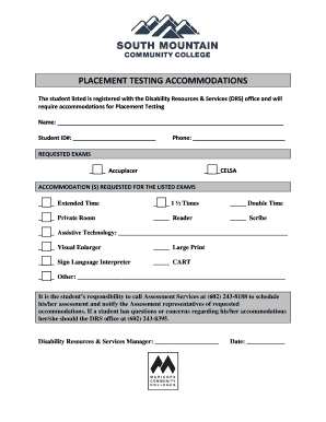 Placement Testing Accommodation Request Form