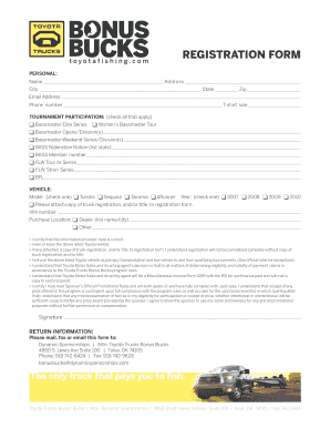 Toyota Trucks Bonus Bucks Registration Form