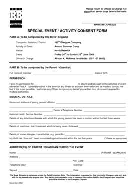 Special Event Consent Form