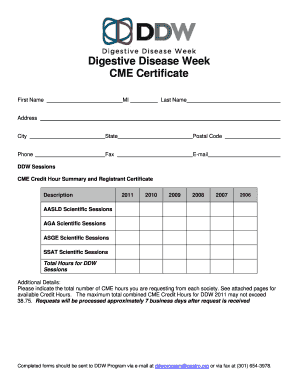 Digestive Disease Week CME Certificate