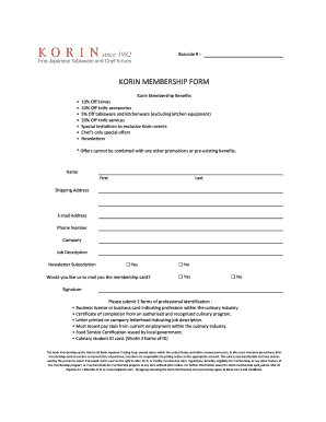 Korin Membership Form