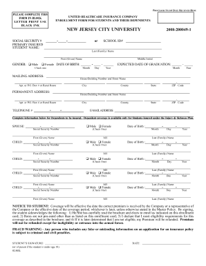 Student Health Insurance Enrollment Form