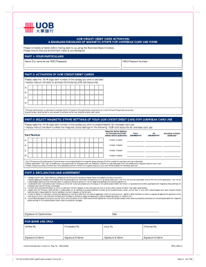 UOB Credit/Debit Card Activation Form