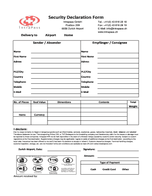 Security Declaration Form