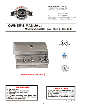 Jackson Grills JLS550BI Lux Owner's Manual