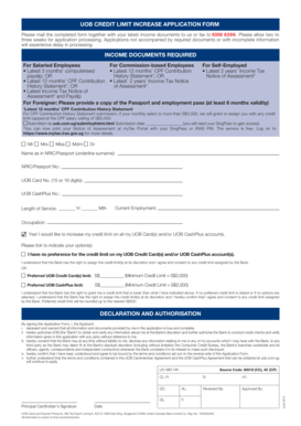 UOB Credit Limit Increase Application Form