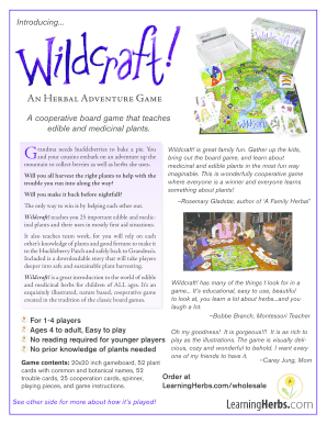 Wildcraft Board Game Order Form
