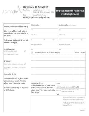 LearningHerbs Order Form
