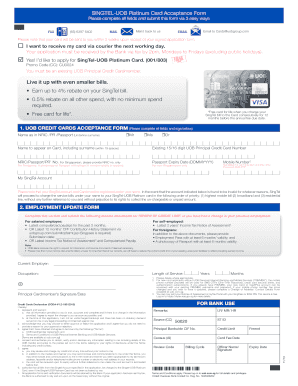 SingTel-UOB Platinum Card Acceptance Form