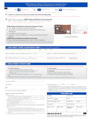 UOB Preferred Platinum Card Application Form