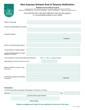 End of Tenancy Notification
