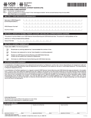 UOB Personal Internet Banking Update Form