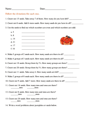 Math Seeds Worksheet
