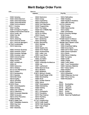 Merit Badge Order Form