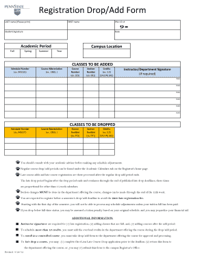 Registration Drop Add Form