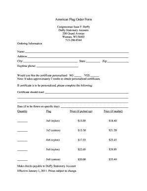 American Flag Order Form