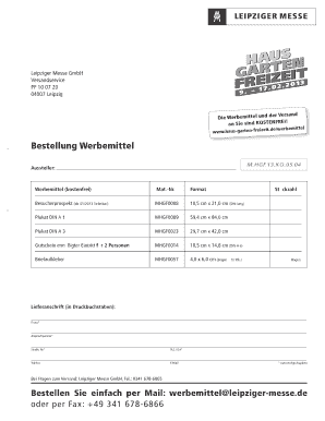 Bestellung Werbemittel