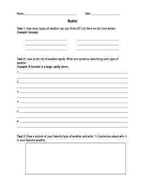 Weather Types Worksheet
