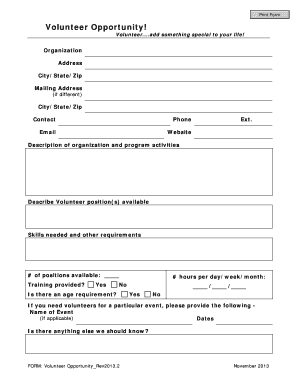 Volunteer Opportunity Form