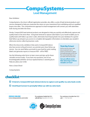 CompuLEAD Lead Retrieval Order Form