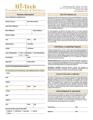 USA Patriot Act Compliance Form