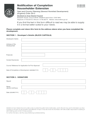 Householder Extension Notification of Completion