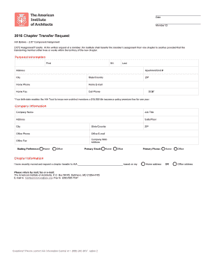 2016 Chapter Transfer Request Form