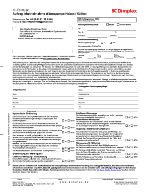Auftrag Inbetriebnahme Wärmepumpe Heizen / Kühlen