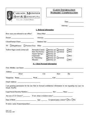 Workers' Compensation Client Information Form