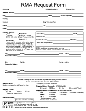 RMA Request Form