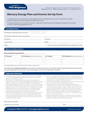 PGG Wrightson Mercury Energy Plan Setup Form