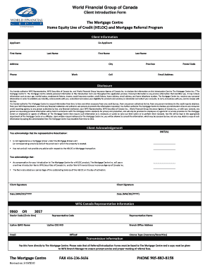 World Financial Group of Canada Client Introduction Form