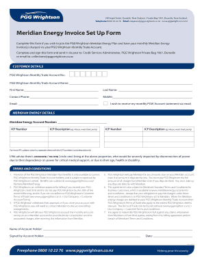 Meridian Energy Invoice Setup Form