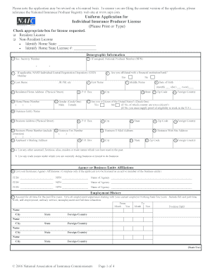 Uniform Application for Individual Insurance Producer License