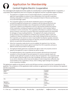 Central Virginia Electric Cooperative Membership Application
