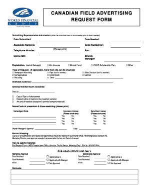 Canadian Field Advertising Request Form