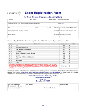 New Mexico Insurance Exam Registration Form
