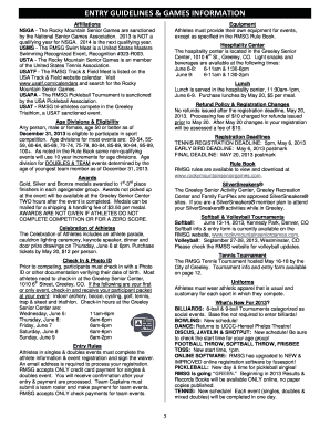 Rocky Mountain Senior Games Registration Form