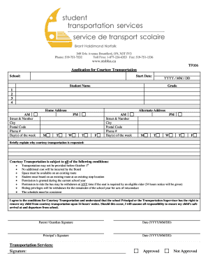 Application for Courtesy Transportation