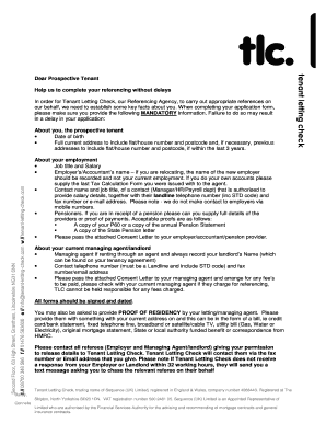 Tenant Referencing Application Form