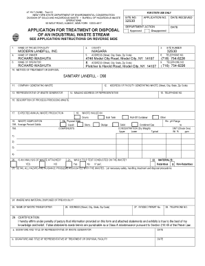 New York Industrial Waste Disposal Application